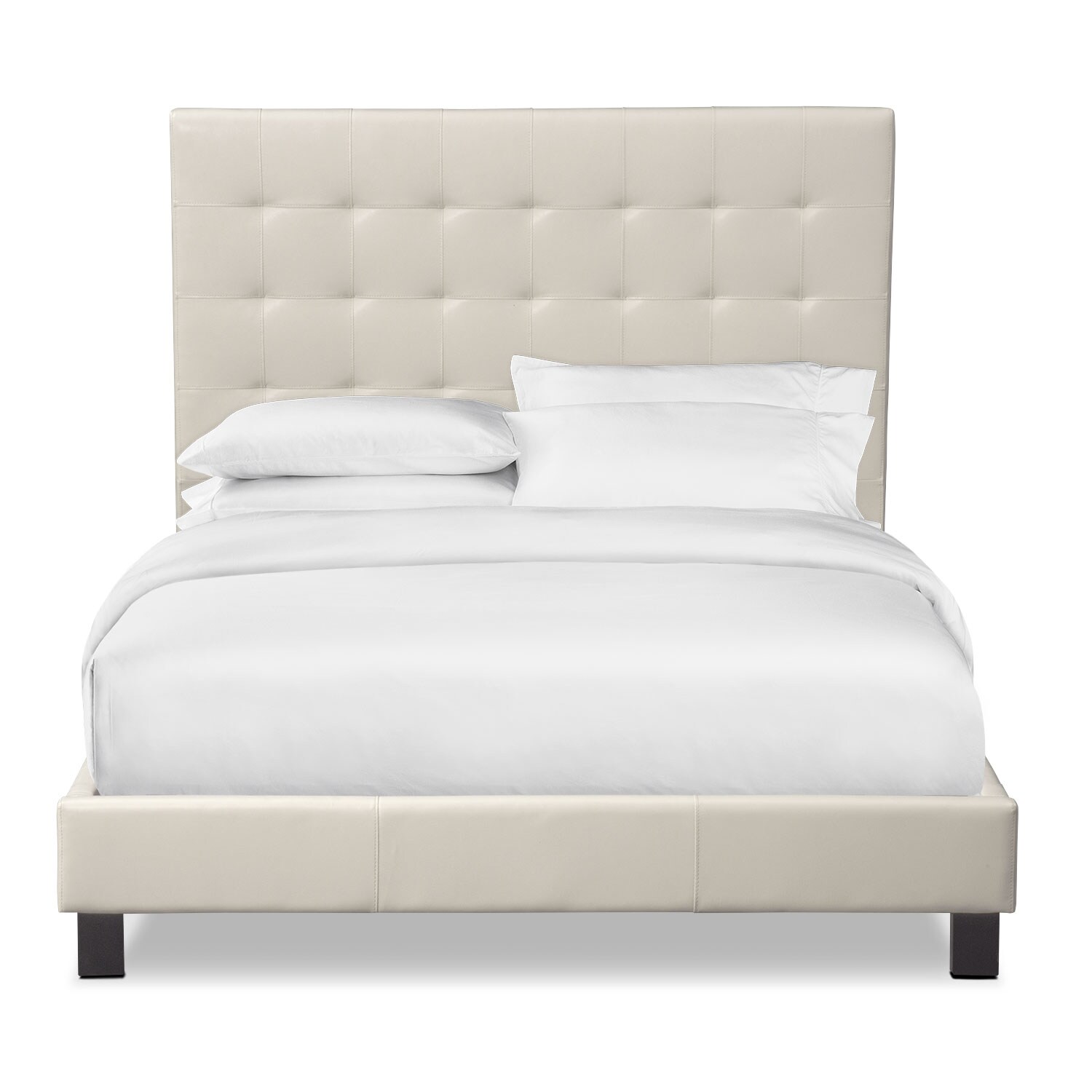 Haley Queen Upholstered Bed Ivory American Signature Furniture