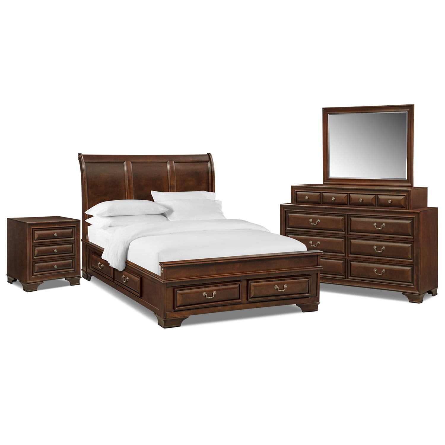 Sanibelle 6-Piece Queen Storage Bedroom - Mahogany | Value ...