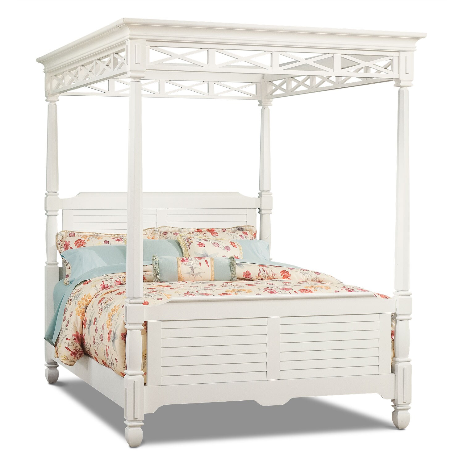 Plantation Cove Queen Canopy Bed - White | Value City ...