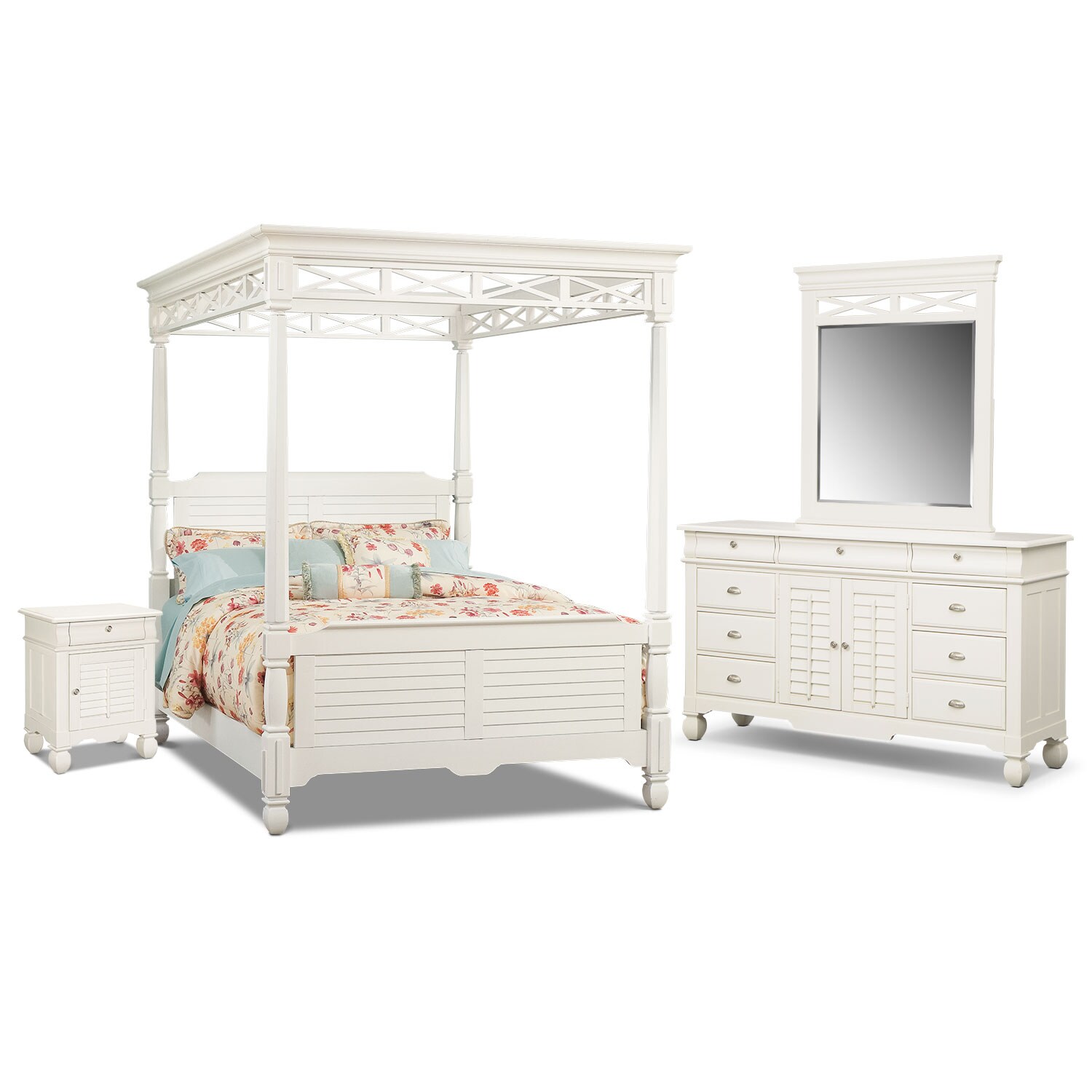 Plantation Cove Canopy 6-Piece Bedroom Set w/Door ...