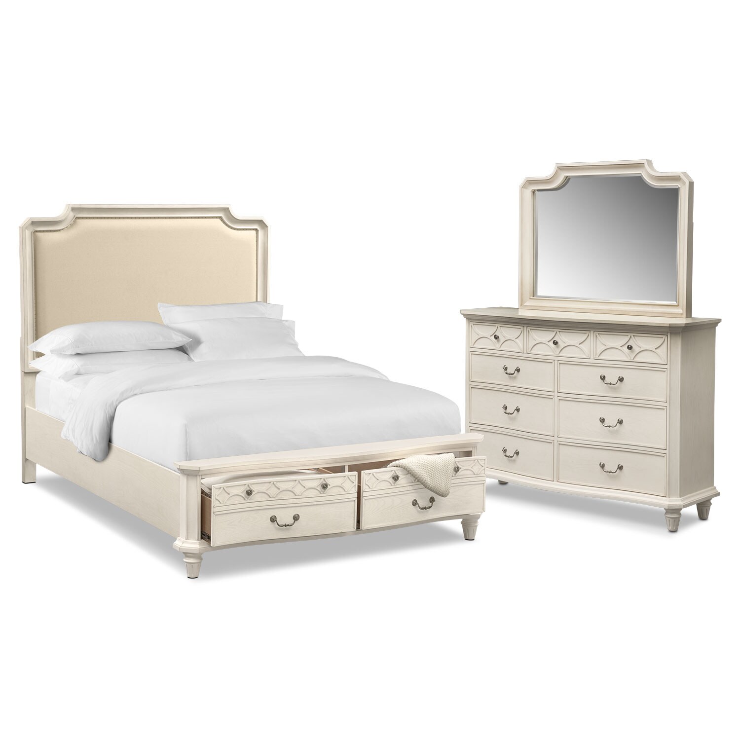 Chelsea 5-Piece King Storage Bedroom Set - Bisque White ...