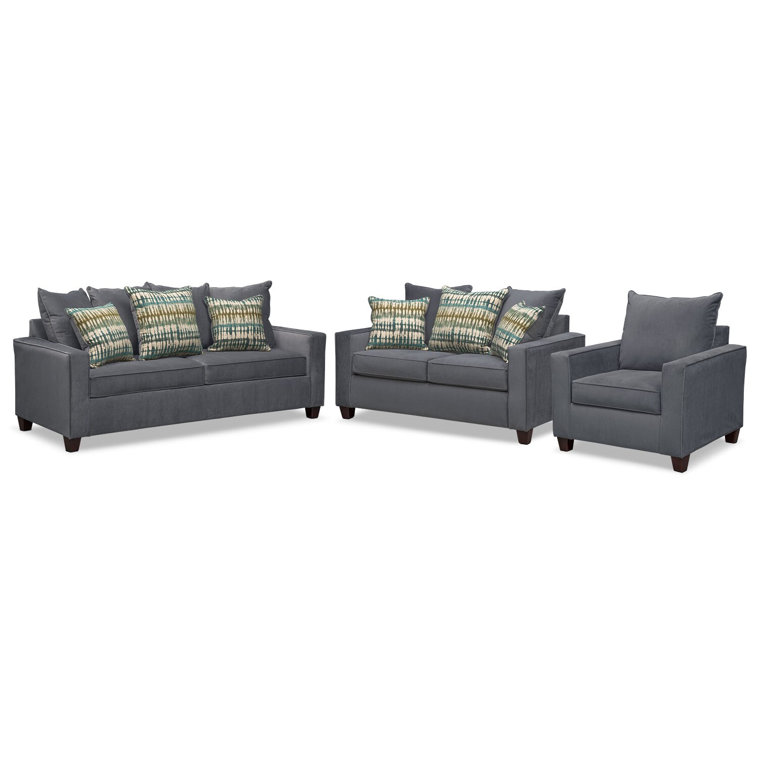 Bryden Innerspring Sleeper Sofa, Loveseat and Chair Set Slate
