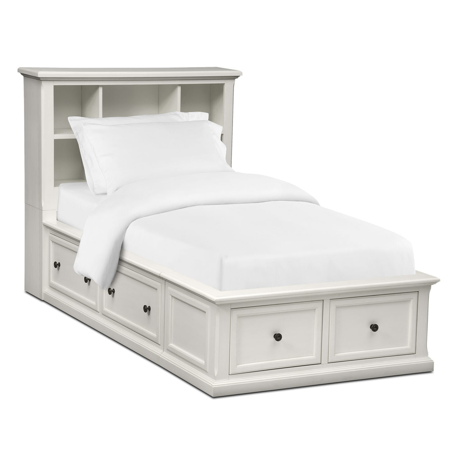 Hanover Youth Twin Bookcase Bed with Storage - White | Value City Furniture