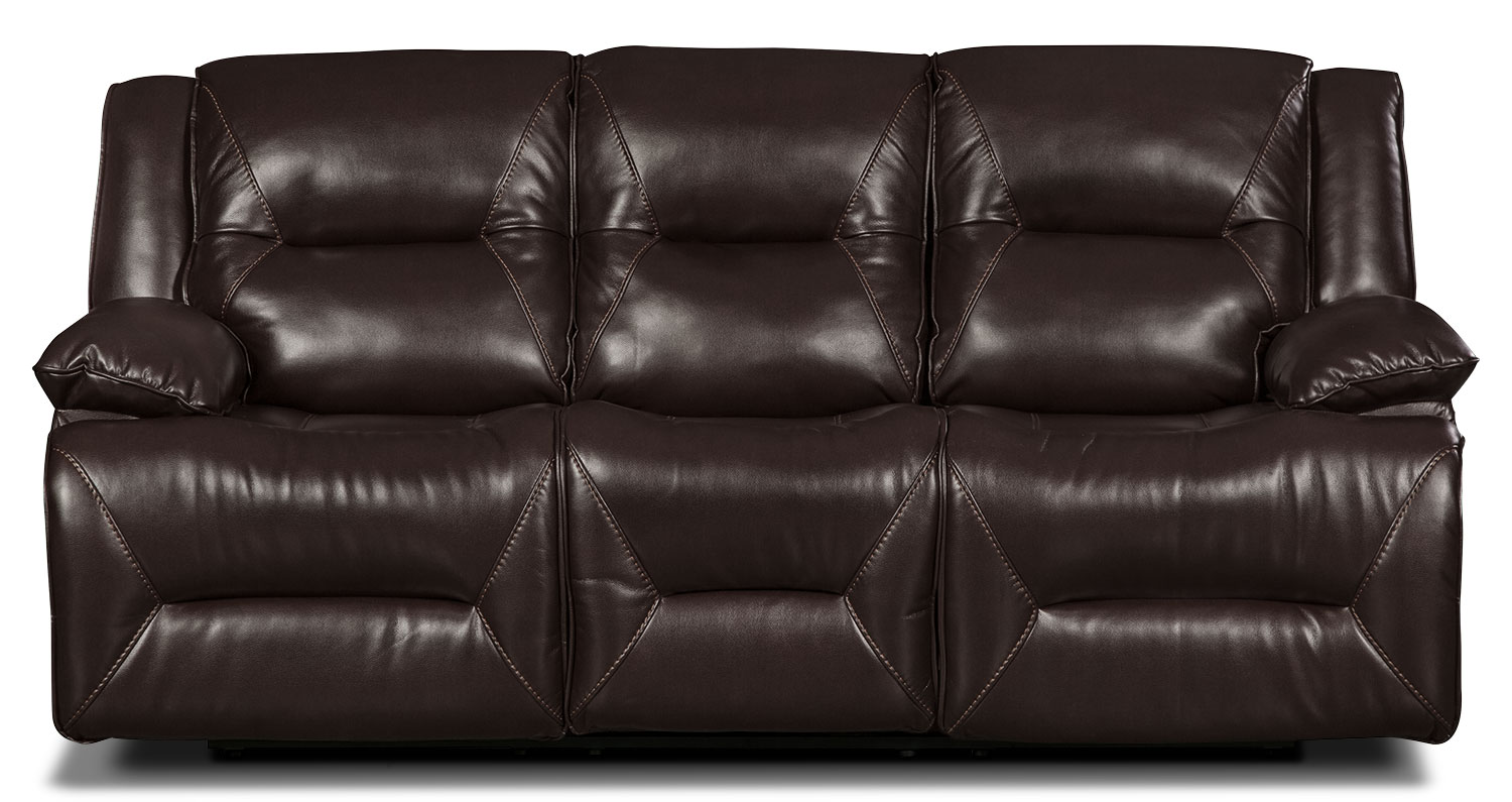 Lancer Leather-Look Fabric Power Reclining Sofa - Brown ...
