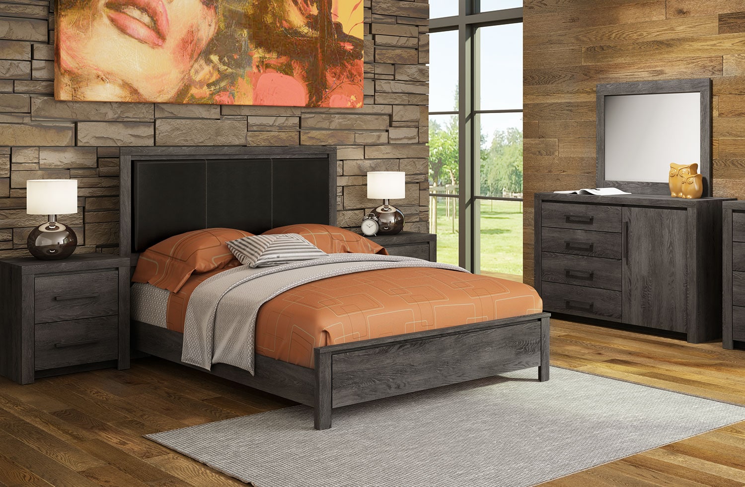 Driftwood 5 Piece Queen Bedroom Set Rustic Brown Leon S