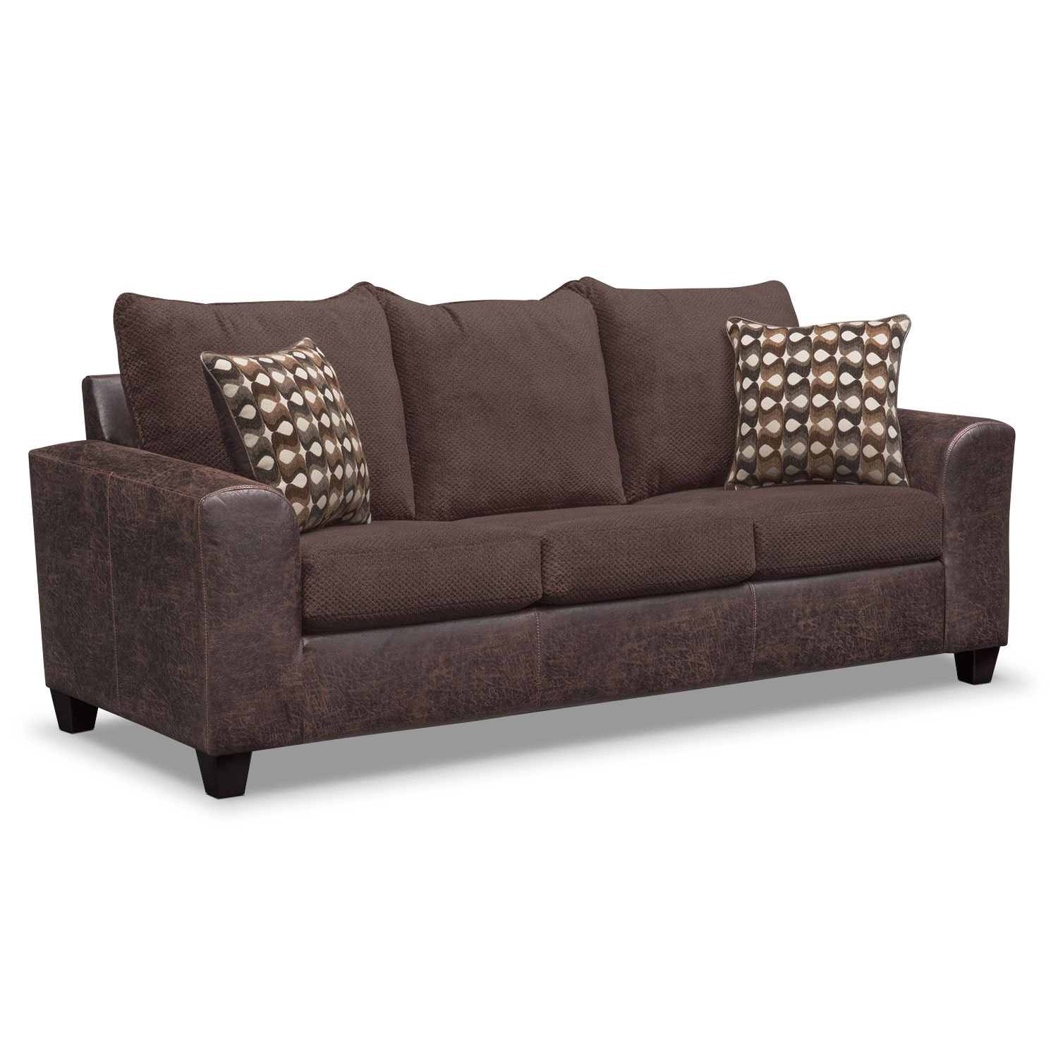 Brando Queen Memory Foam Sleeper Sofa and Loveseat Set  Chocolate  Value City Furniture