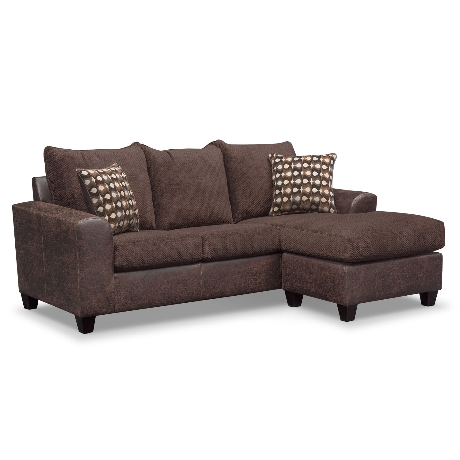Brando Sofa with Chaise Chocolate Value City Furniture