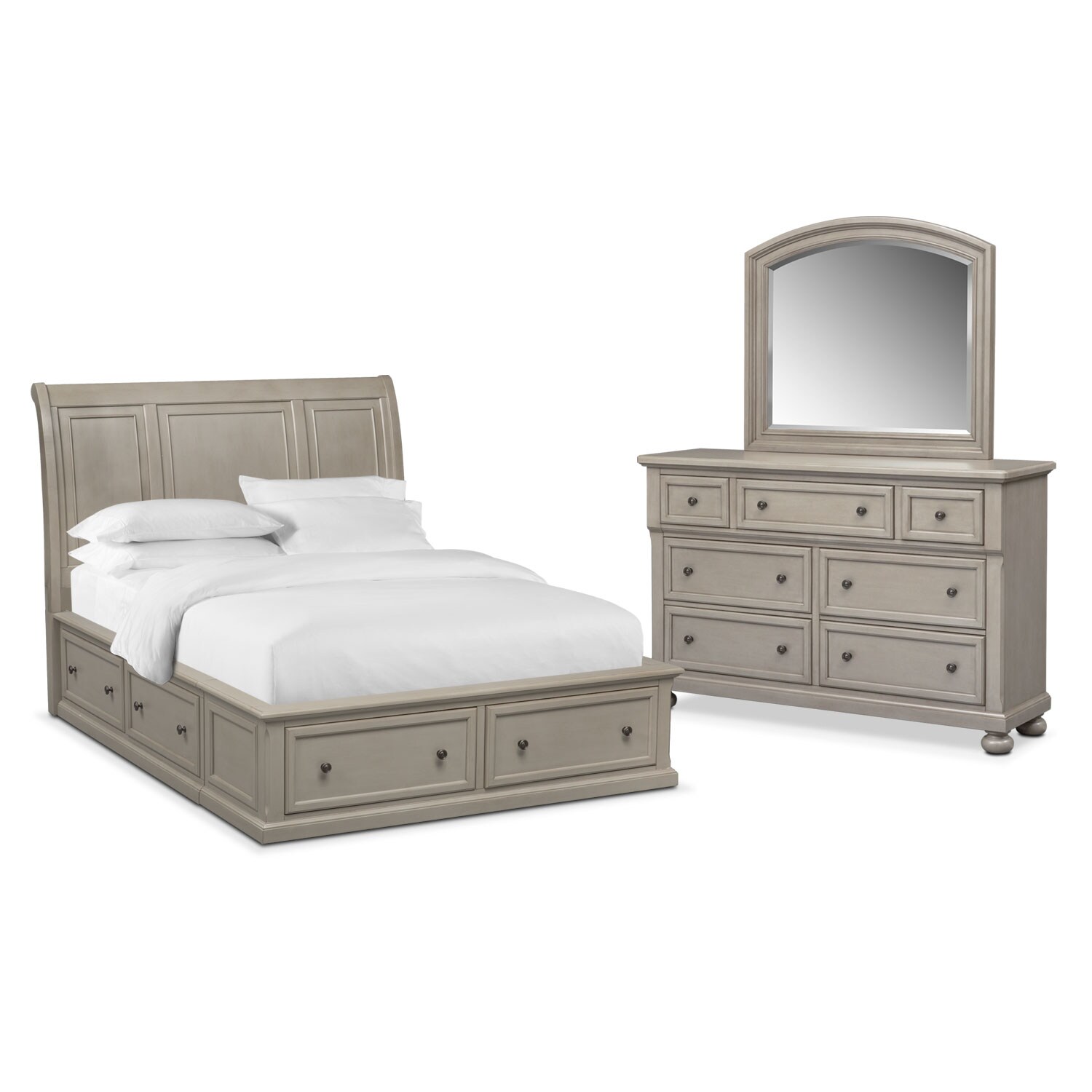 Hanover Queen 5Piece Storage Bedroom Set Gray Value City Furniture