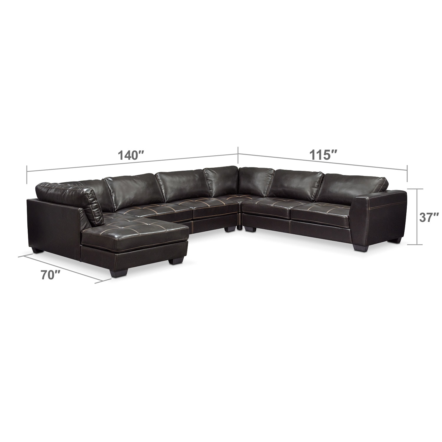 Santana 4Piece Sectional with LeftFacing Chaise Black Value City