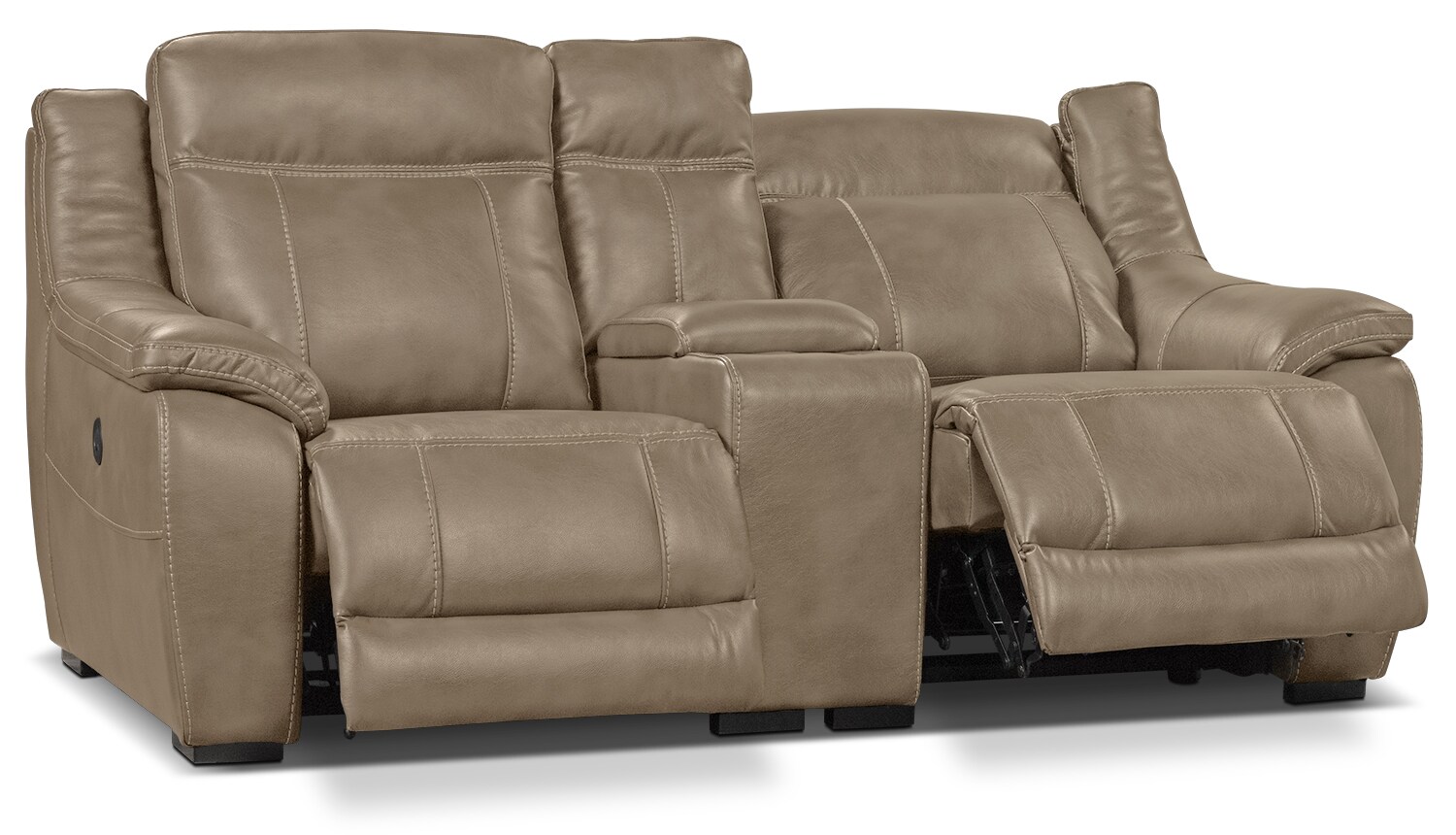 Novo LeatherLook Fabric Power Reclining Loveseat Taupe The Brick