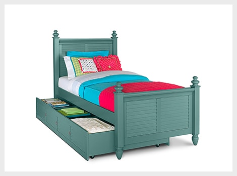 Seaside blue twin bed with trundle
