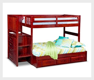 Ranger merlot twin/full bunk bed with stairs and 7-drawer storage