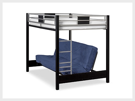 Samba full futon bunk bed with blue futon mattress