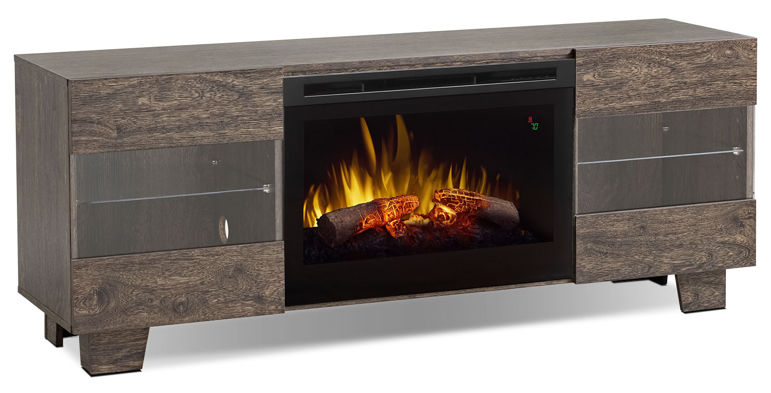 Max 62" TV Stand with Glass Ember Firebox Carbon The Brick
