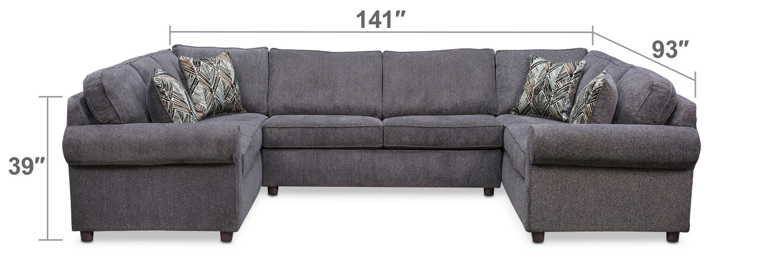 Lakelyn 3Piece Memory Foam Sleeper Sectional Charcoal Value City