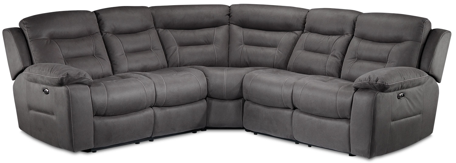 Charlotte 3Piece Power Reclining Sectional Dark Grey Leon's