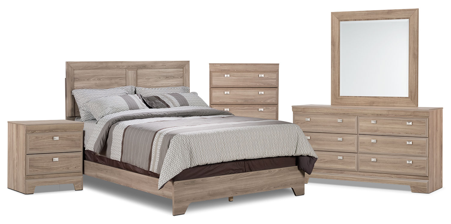 Yorkdale Light 7Piece Queen Panel Bedroom Package The Brick