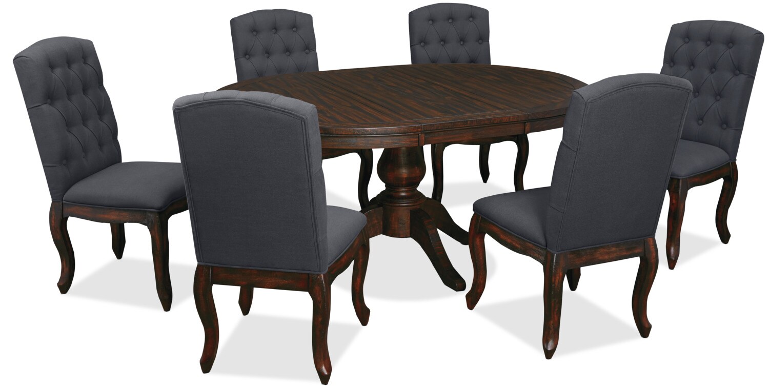 Trudell 7Piece Round Dining Package with Upholstered Chairs The Brick
