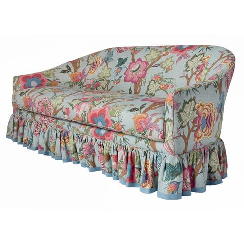 Custom upholstered settee with customers own material
